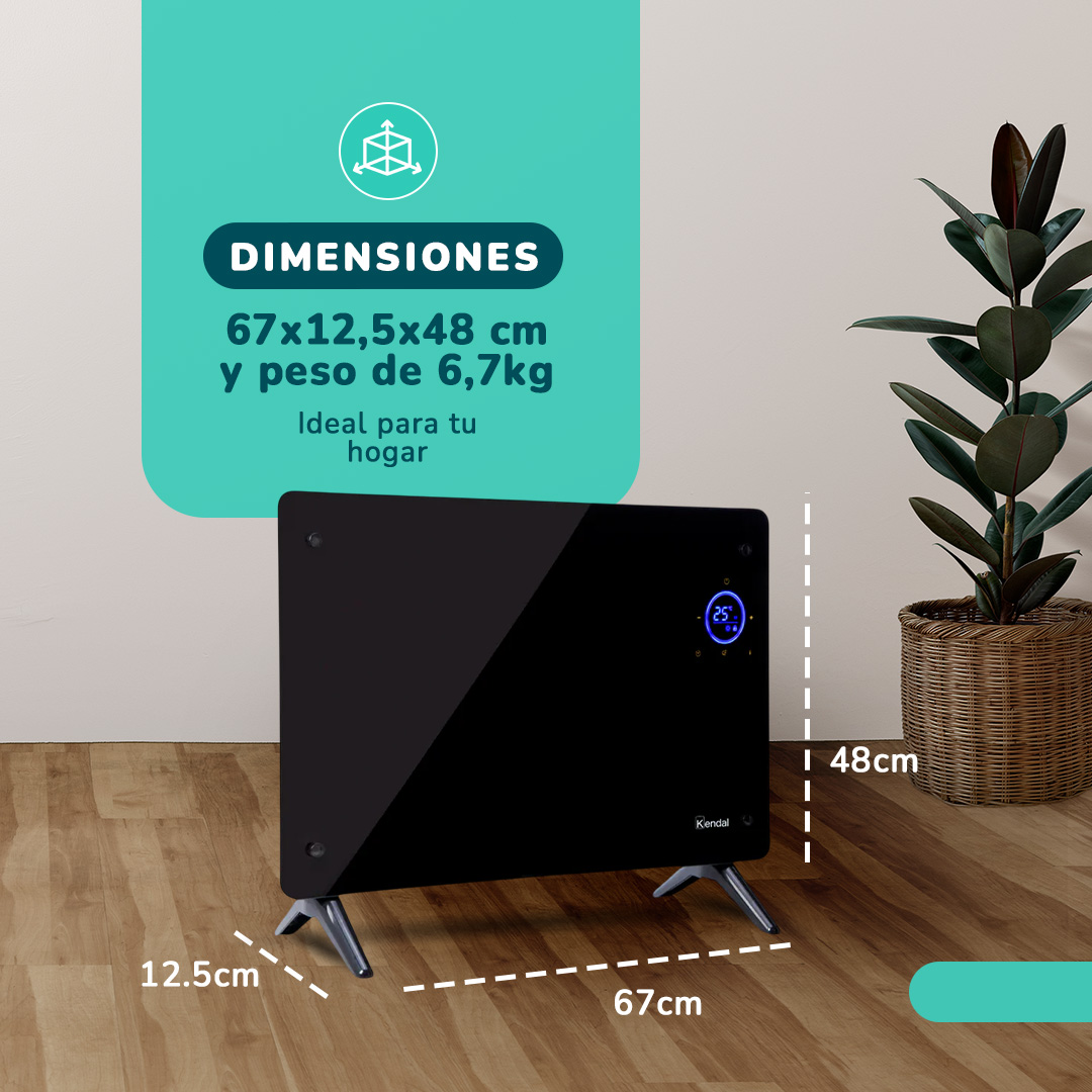 ESTUFA ELÉCTRICA SMART PANEL VIDRIO KENDAL WIFI18 M2-1500W PISOMURO - 5