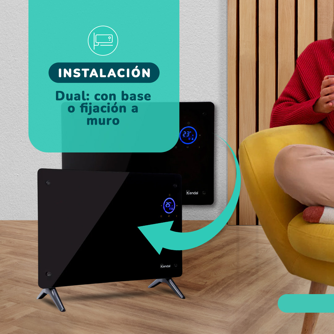 ESTUFA ELÉCTRICA SMART PANEL VIDRIO KENDAL WIFI18 M2-1500W PISOMURO - 6
