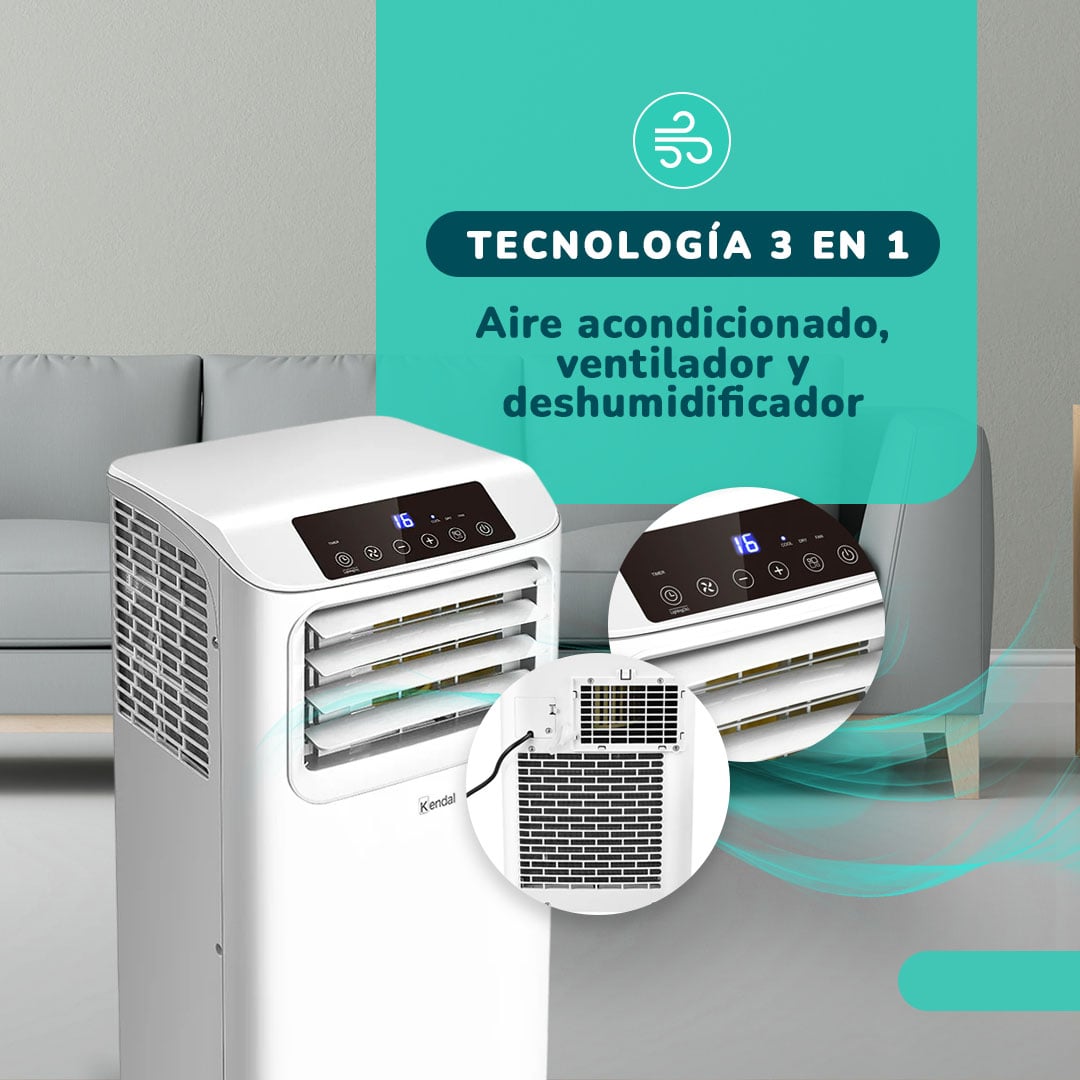 AIRE ACONDICIONADO PORTÁTIL 9000 BTU, FRIO 3 EN 1 CON DESHUMIDIFICADOR - 2