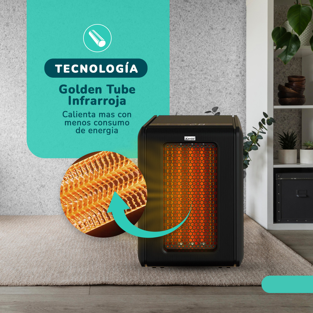 ESTUFA INFRAROJA GOLDEN TUBE KENDAL NEGRA 65M2- 2000W NEGRO - 8