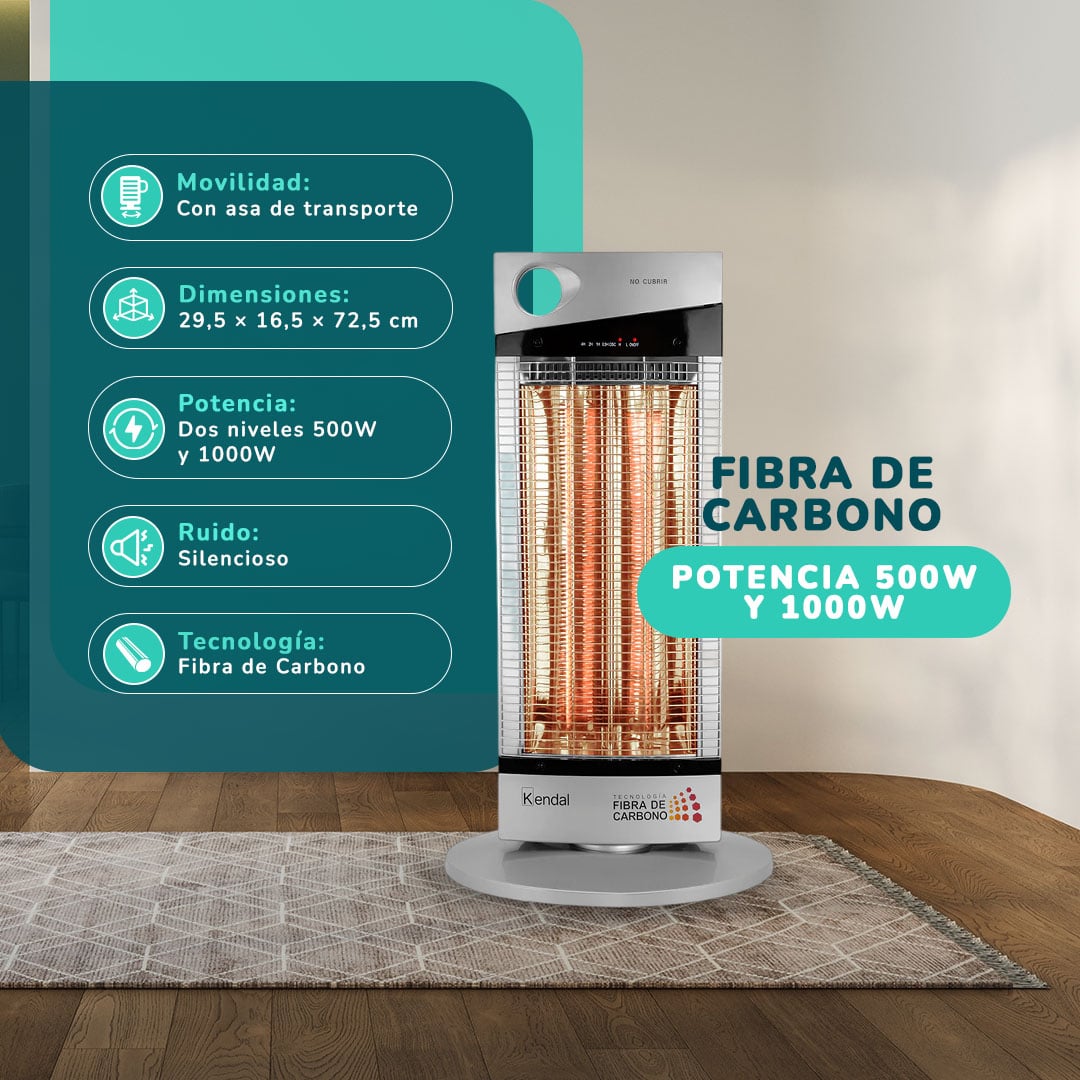 ESTUFA ELECTRICA FIBRA DE CARBONO KENDAL NSB_120K6 SILVER