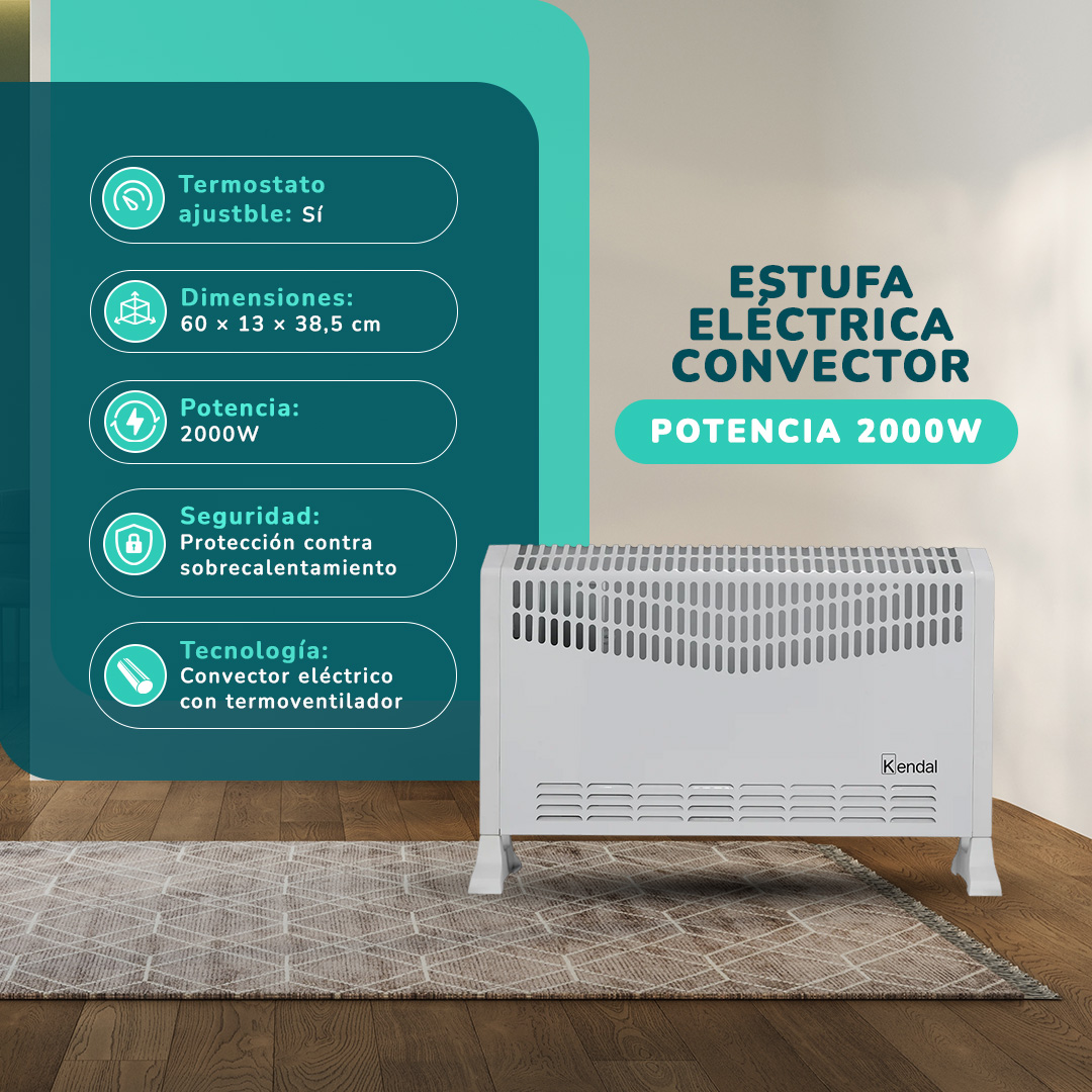 ESTUFA ELECTRICA CONVECTOR TURBO KENDAL KCH-2020 - 2