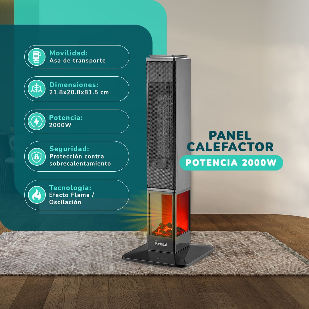 ESTUFA ELECTRICA PTC KENDAL TOUCH KCE-EMBER1 20M2 POTENCIA 2000 W - 2