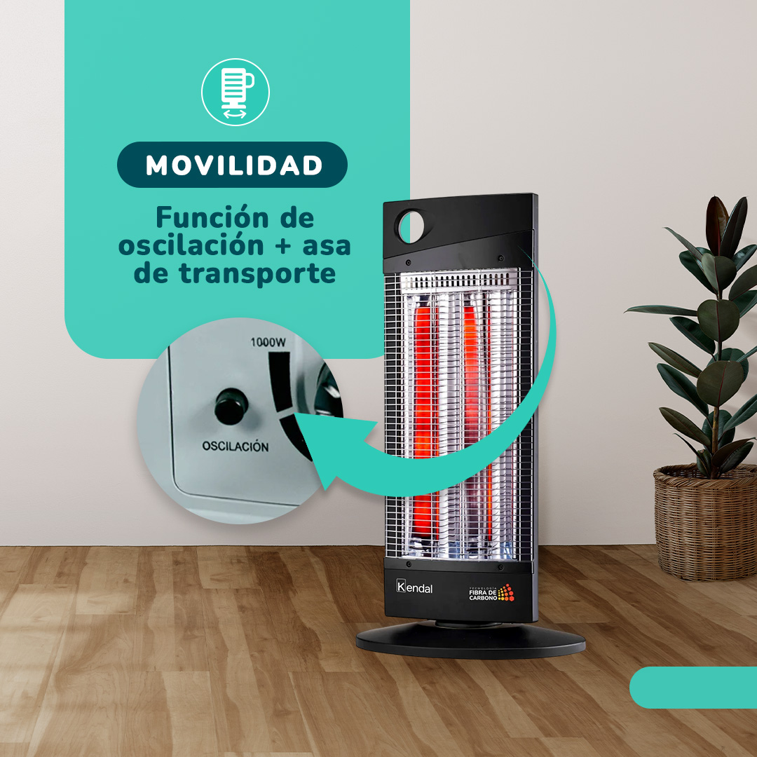 ESTUFA ELECTRICA FIBRA CARBONO KENDAL NSB-120K5 NEGRA 16 M2-1000W - 4