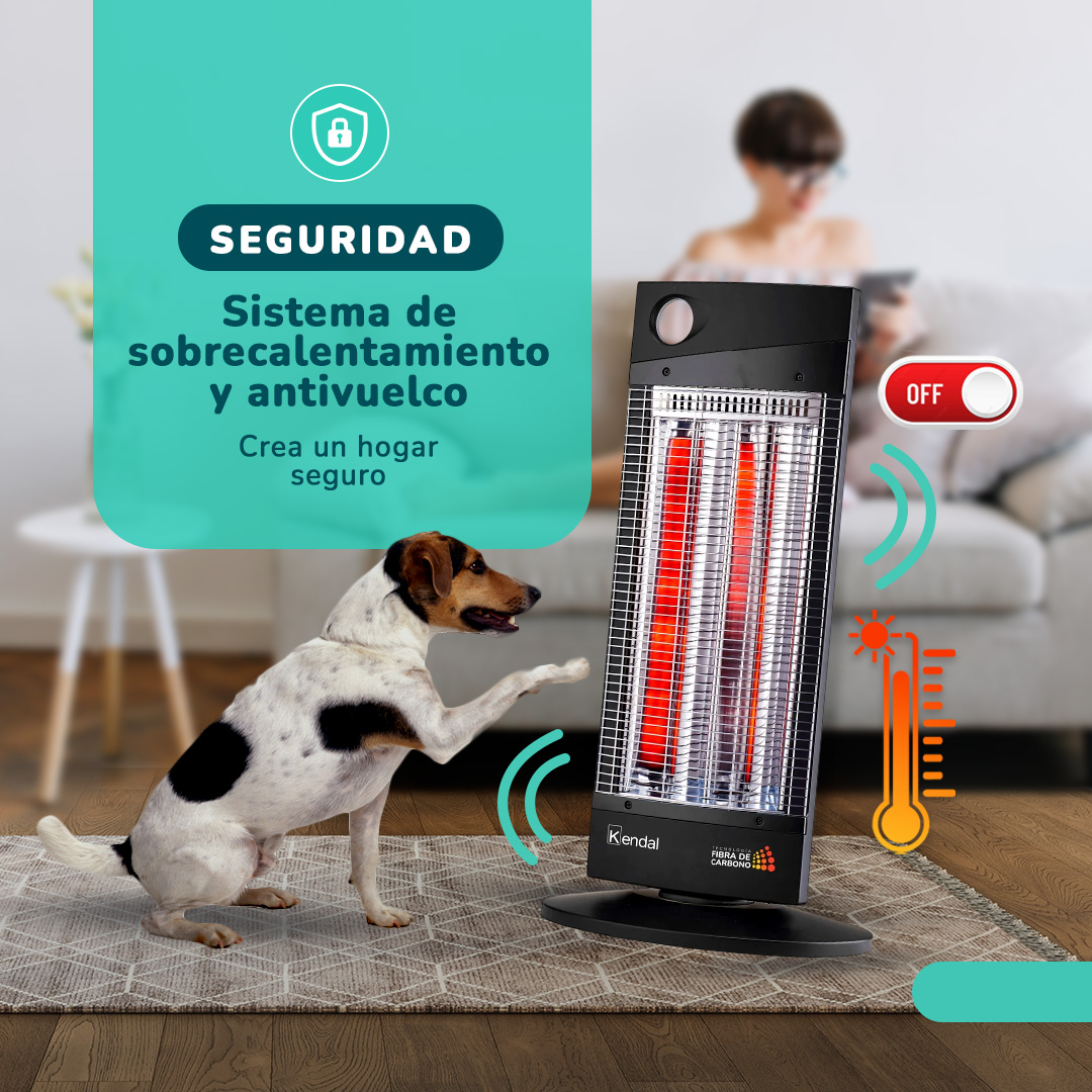 ESTUFA ELECTRICA FIBRA CARBONO KENDAL NSB-120K5 NEGRA 16 M2-1000W - 6