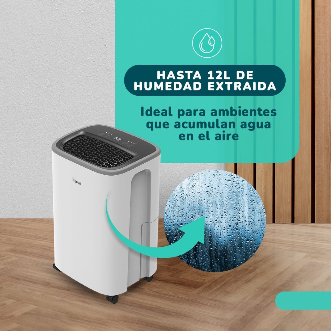 DESHUMEDECEDOR Y PURIFICADOR KENDAL KD-PD12R CON FILTRO MIXTO CAPACIDAD 12 LT COBERTURA 30M2 POTENCIA 190W - 3
