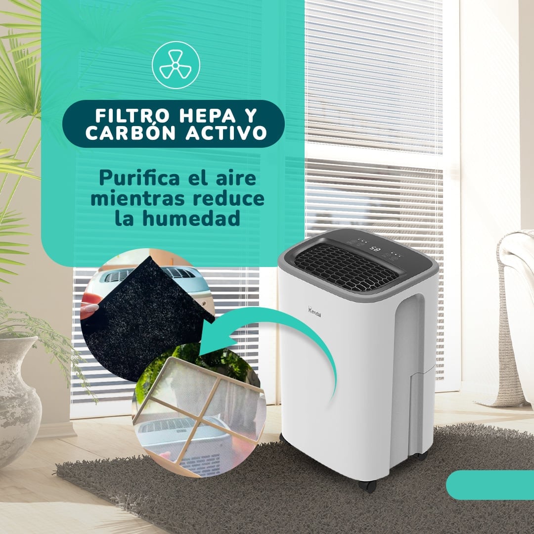 DESHUMEDECEDOR Y PURIFICADOR KENDAL KD-PD12R CON FILTRO MIXTO CAPACIDAD 12 LT COBERTURA 30M2 POTENCIA 190W - 4