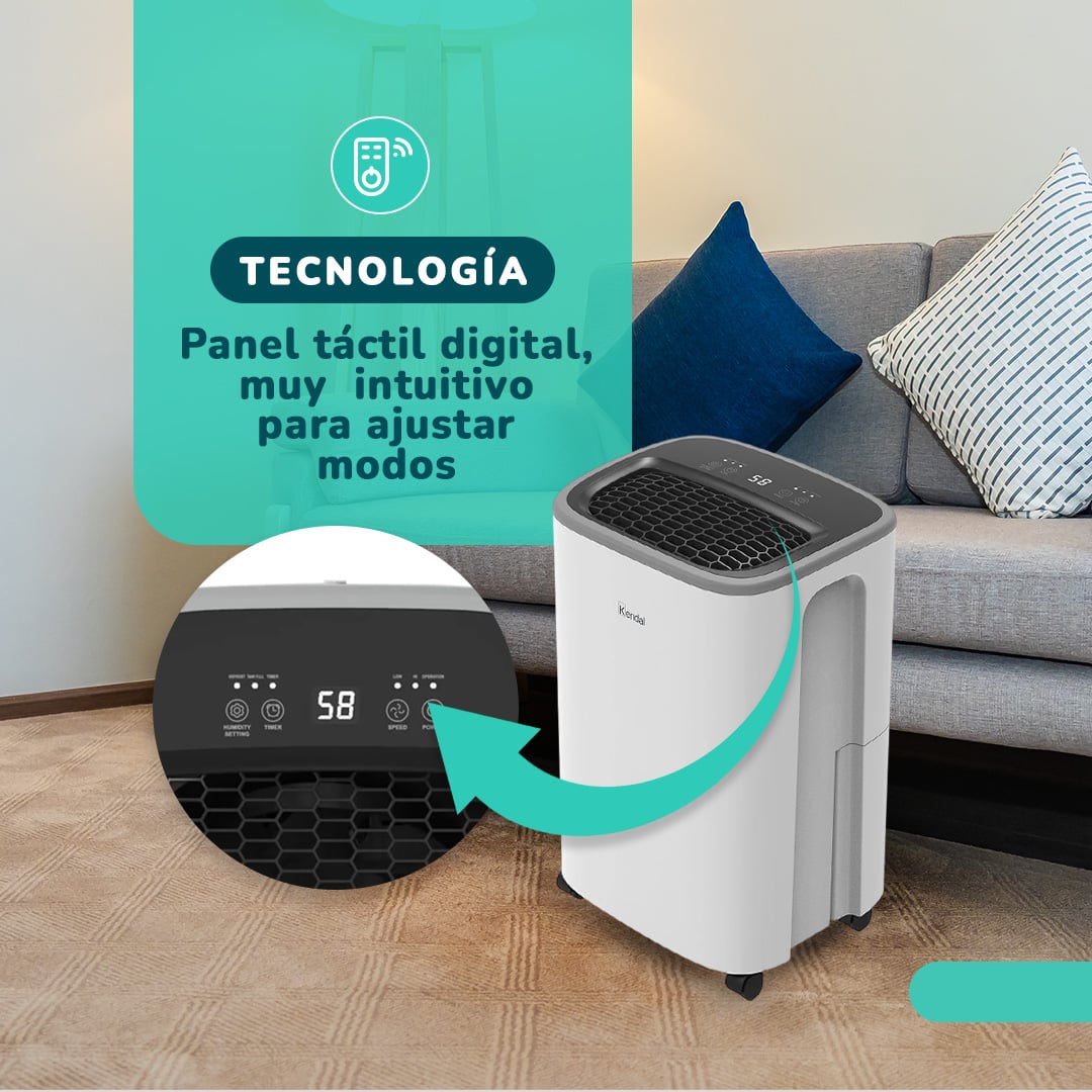 DESHUMEDECEDOR Y PURIFICADOR KENDAL KD-PD12R CON FILTRO MIXTO CAPACIDAD 12 LT COBERTURA 30M2 POTENCIA 190W - 5