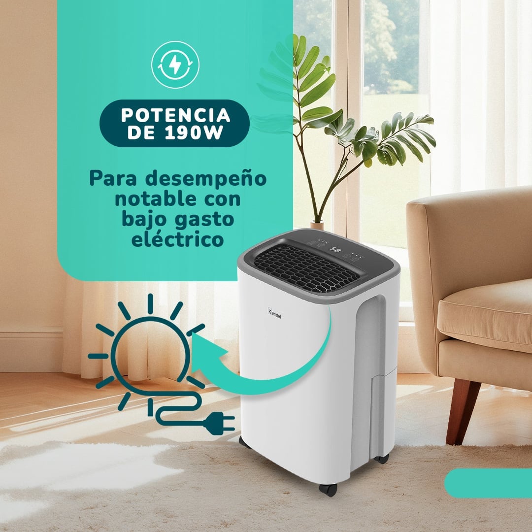 DESHUMEDECEDOR Y PURIFICADOR KENDAL KD-PD12R CON FILTRO MIXTO CAPACIDAD 12 LT COBERTURA 30M2 POTENCIA 190W - 6