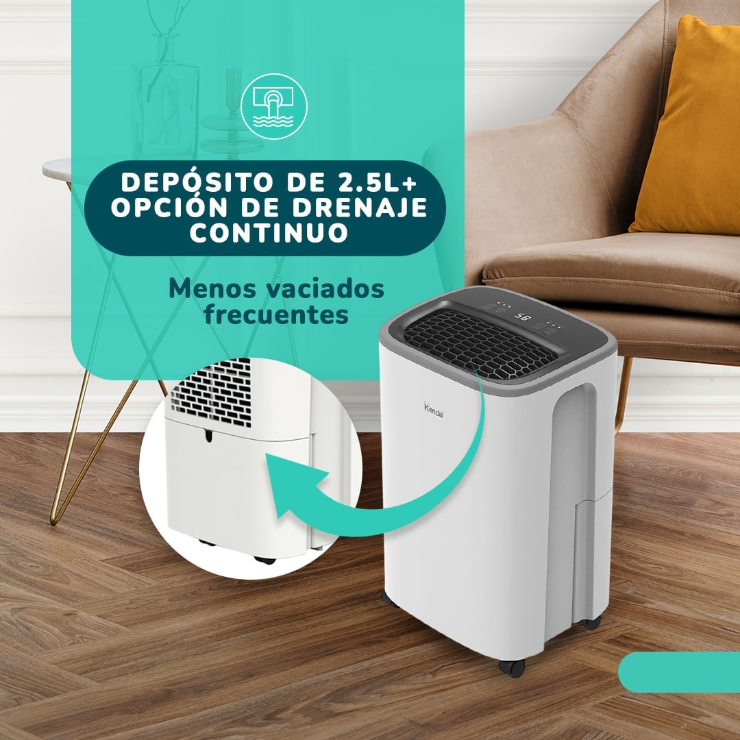 DESHUMEDECEDOR Y PURIFICADOR KENDAL KD-PD12R CON FILTRO MIXTO CAPACIDAD 12 LT COBERTURA 30M2 POTENCIA 190W - 9