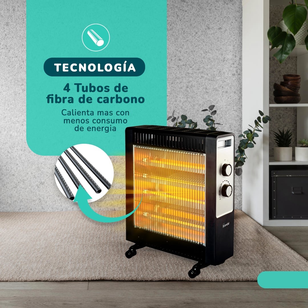 ESTUFA ELECTRICA FIBRA CARBONO KENDAL KNSB-220 NEGRA - 3