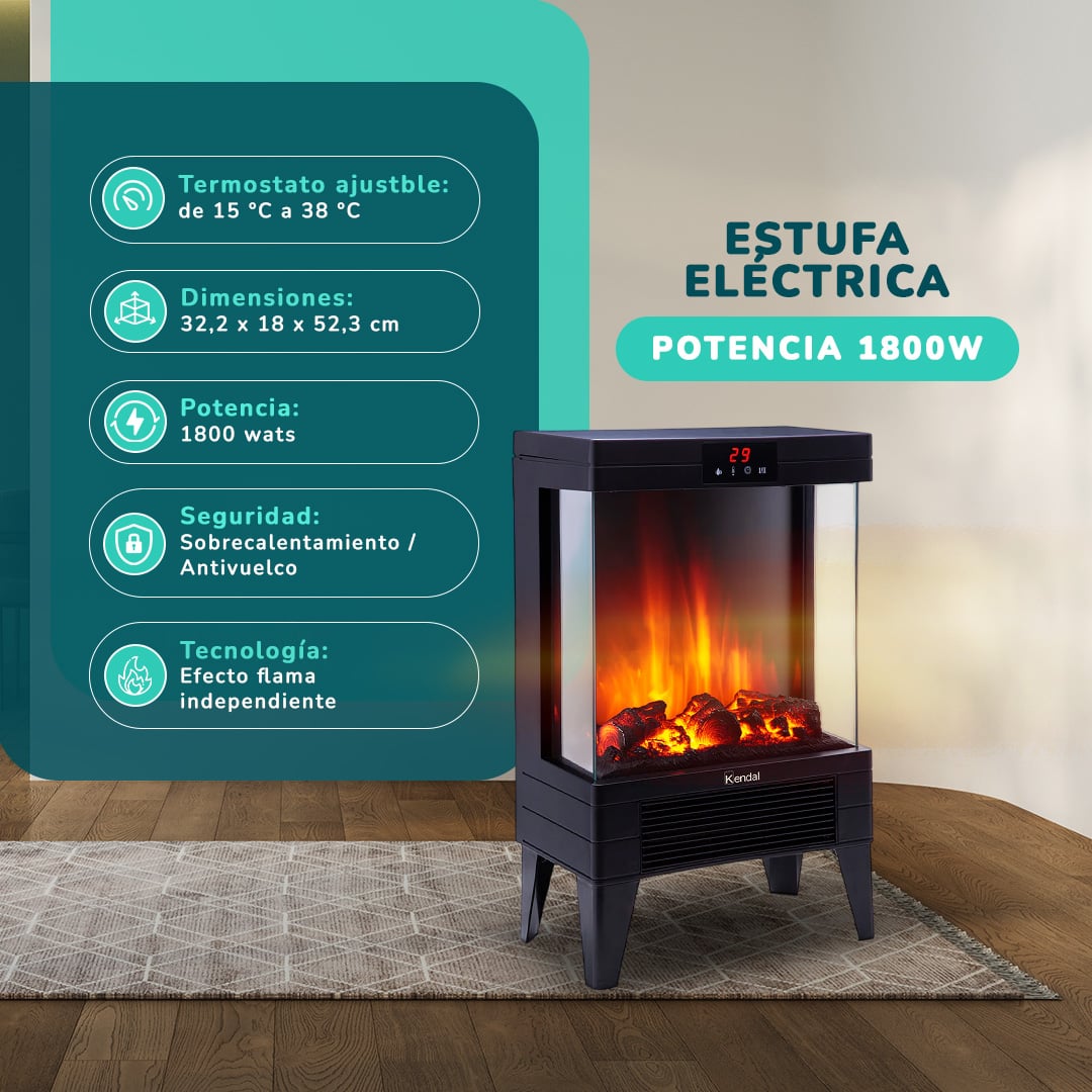 ESTUFA CHIMENEA ELECTRICA KENDAL KCE-96S - 2