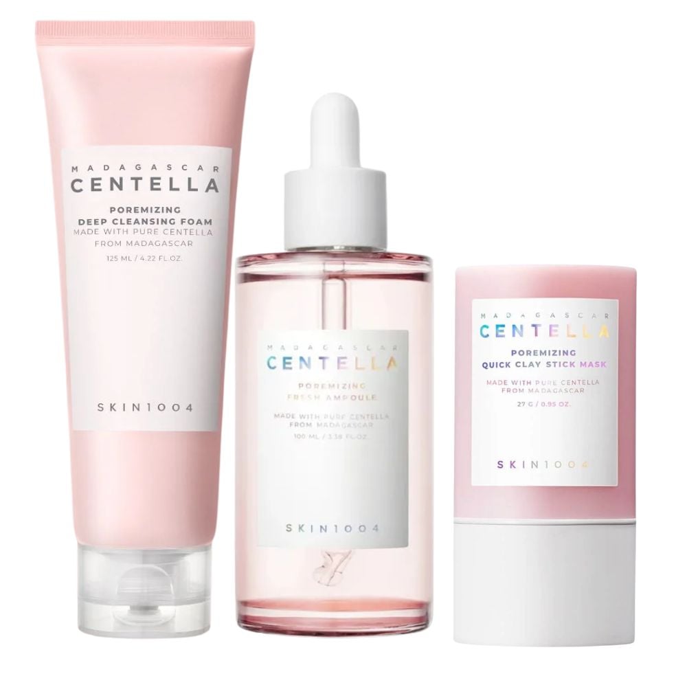 SKIN1004 PACK MADAGASCAR CENTELLA POREMIZING DEEP CLEANSING FOAM 125ML + FRESH AMPOULE 100ML + CLAY STICK MASK - 1