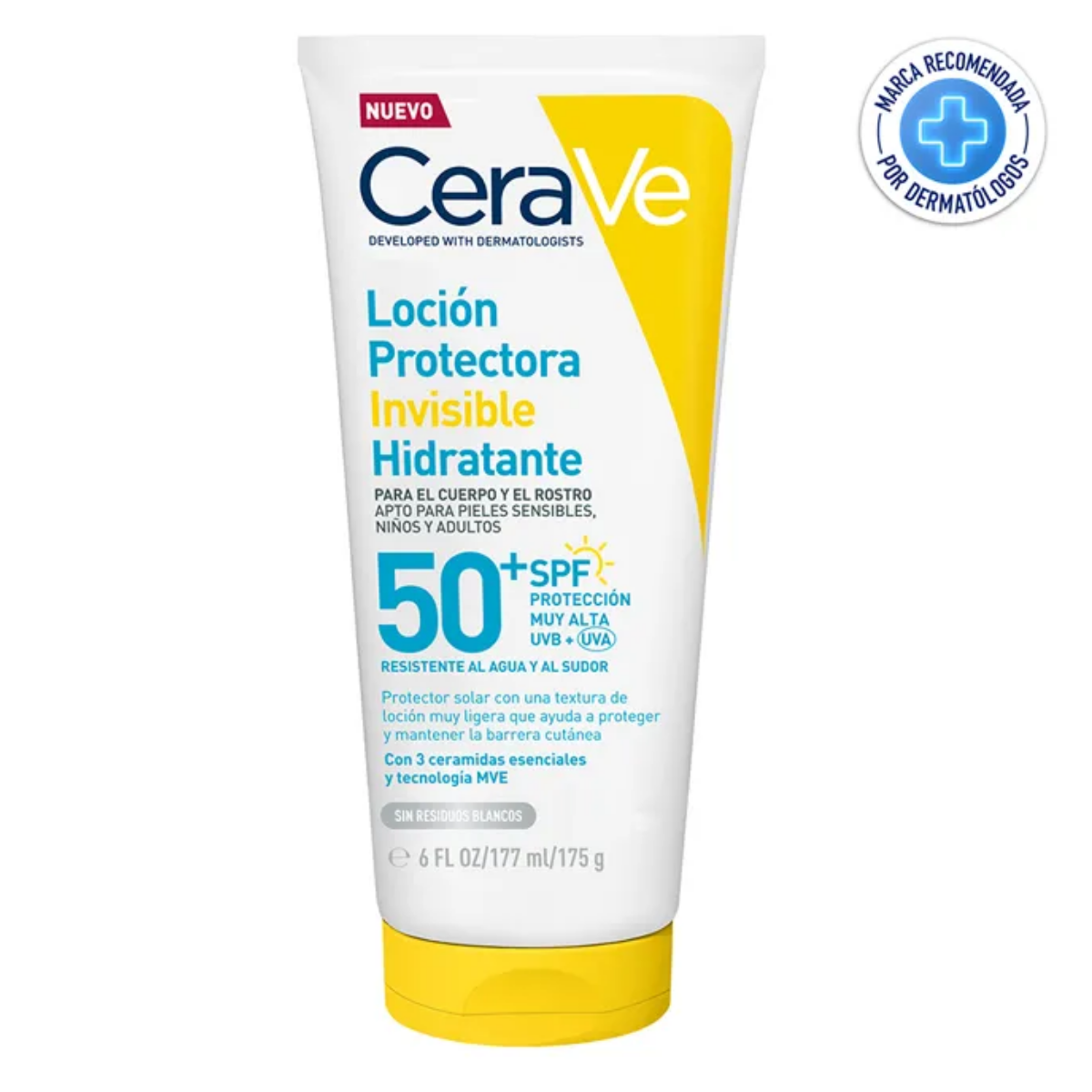 CERAVE PROTECTOR SOLAR LOCIÓN INVISIBLE HIDRATANTE SPF50+ 177ML - 1