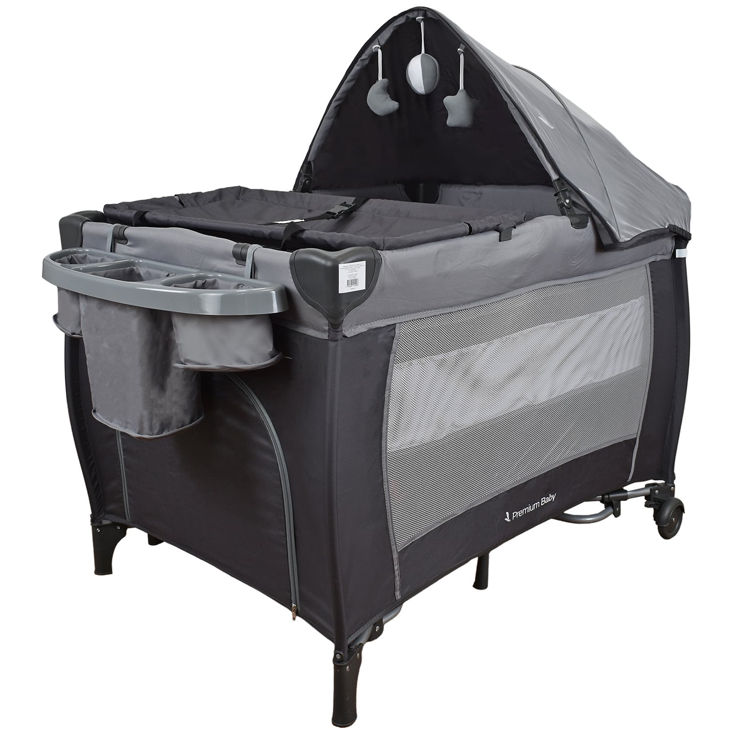 CUNA CORRAL MECEDORA PREMIUM BABY NAPOLES GRIS - 1