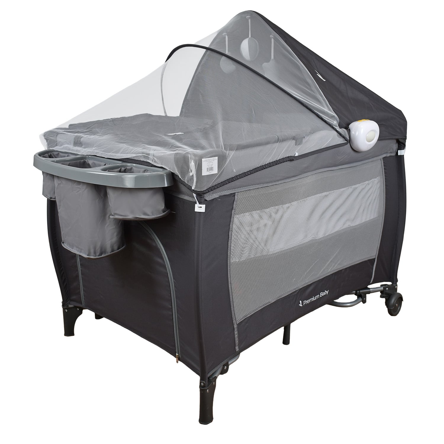 CUNA CORRAL MECEDORA PREMIUM BABY NAPOLES GRIS - 2