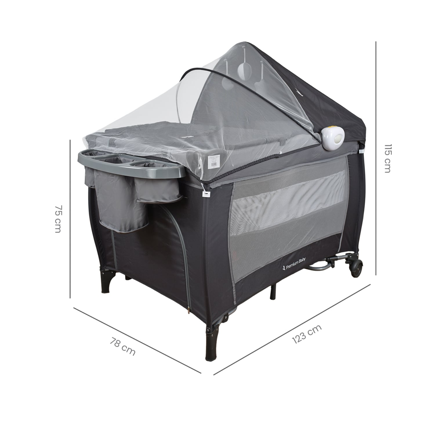 CUNA CORRAL MECEDORA PREMIUM BABY NAPOLES GRIS - 9
