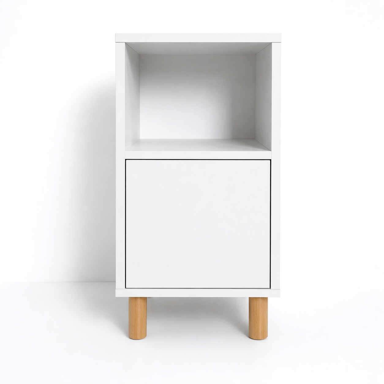 MESA DE NOCHE DE MELAMINE NARA NÓRDICO BLANCO CON PATAS - 2