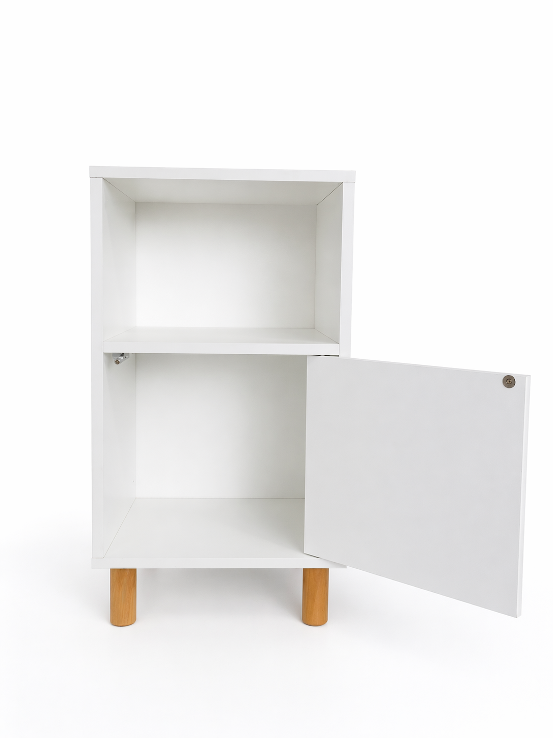 MESA DE NOCHE DE MELAMINE NARA NÓRDICO BLANCO CON PATAS - 4