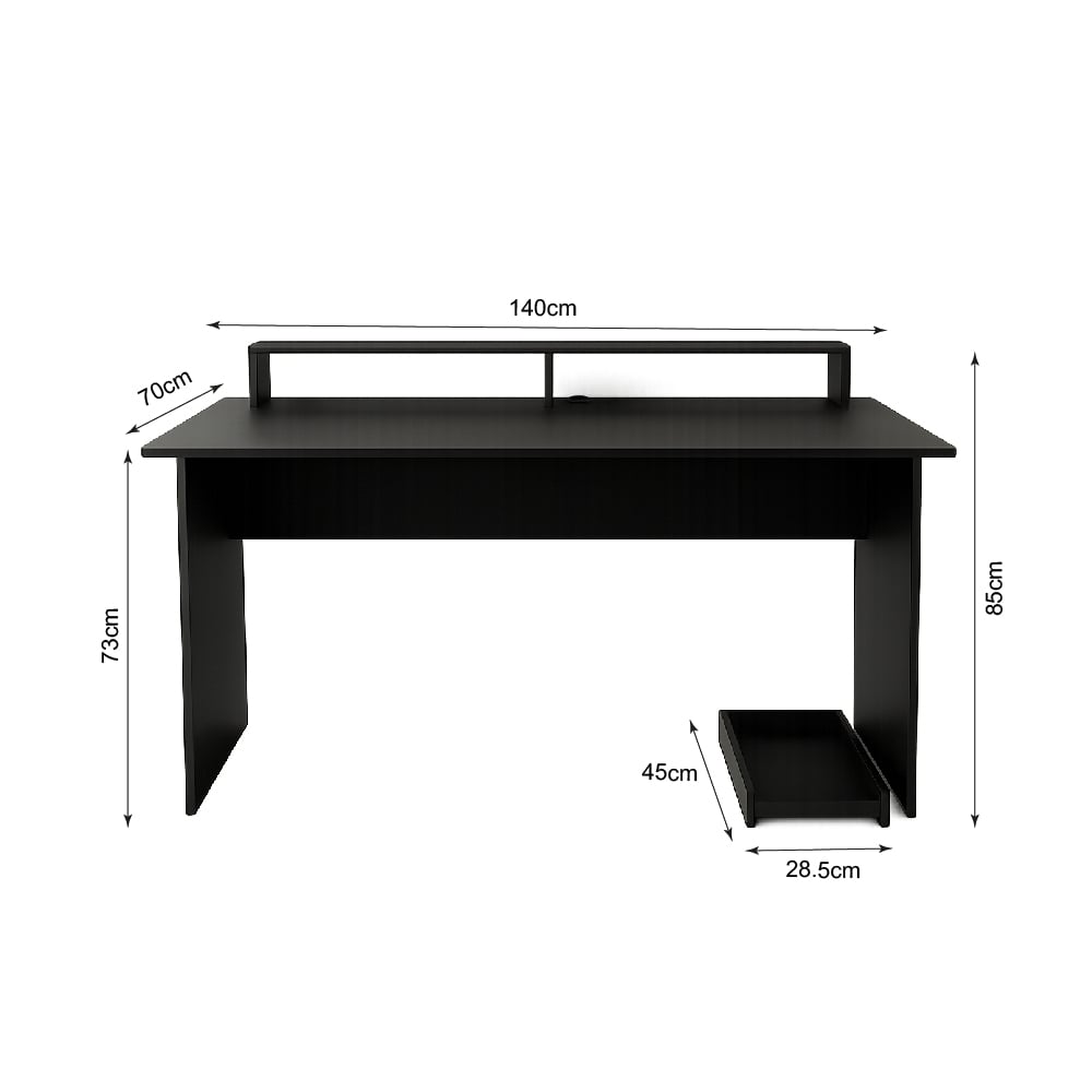 ESCRITORIO GAMER MODERNO NEGRO CON SOPORTE PARA PC Y MONITORES MUEBLEO - 2