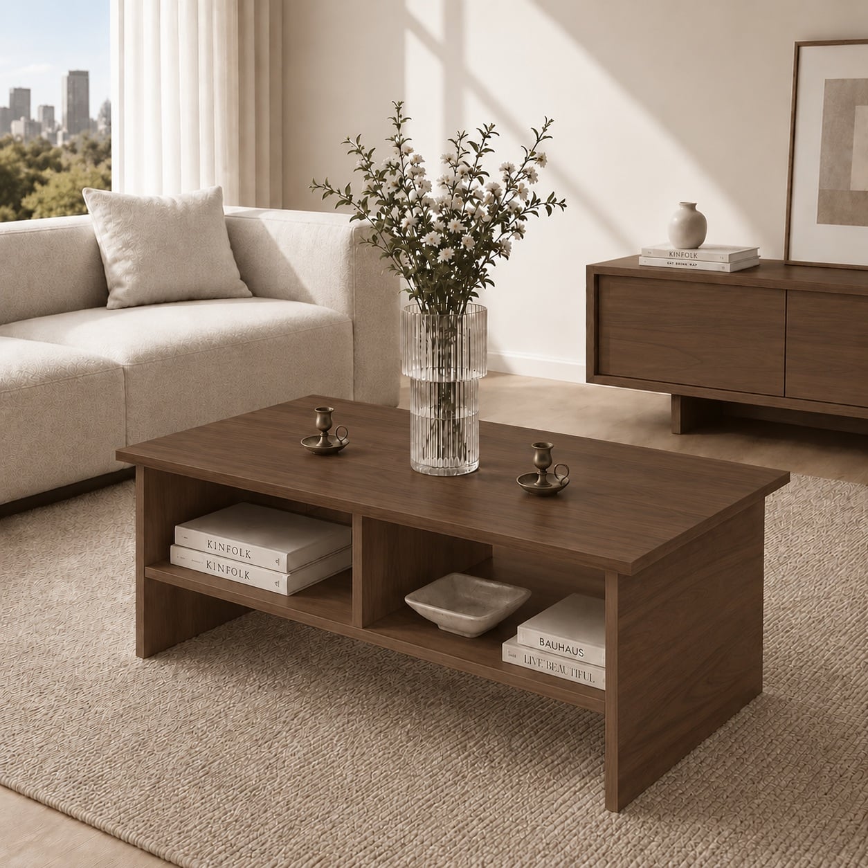 MESA DE CENTRO MELAMINA RECTANGULAR KOVA CARAMELO - 1