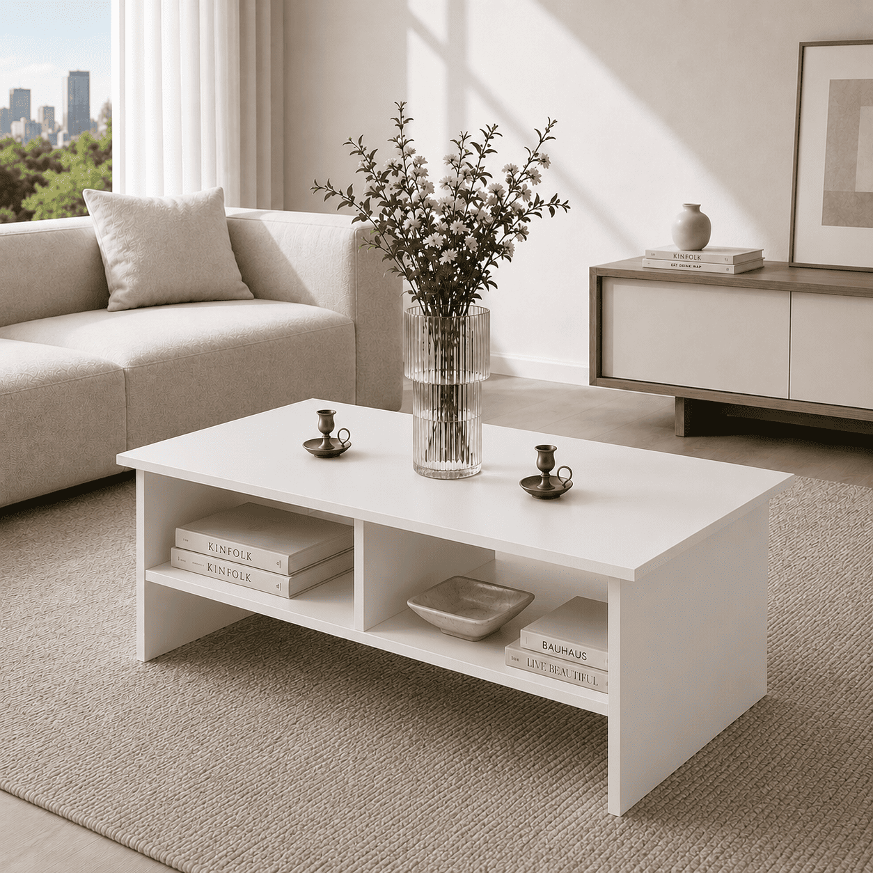 MESA DE CENTRO MELAMINA RECTANGULAR KOVA BLANCO - 1