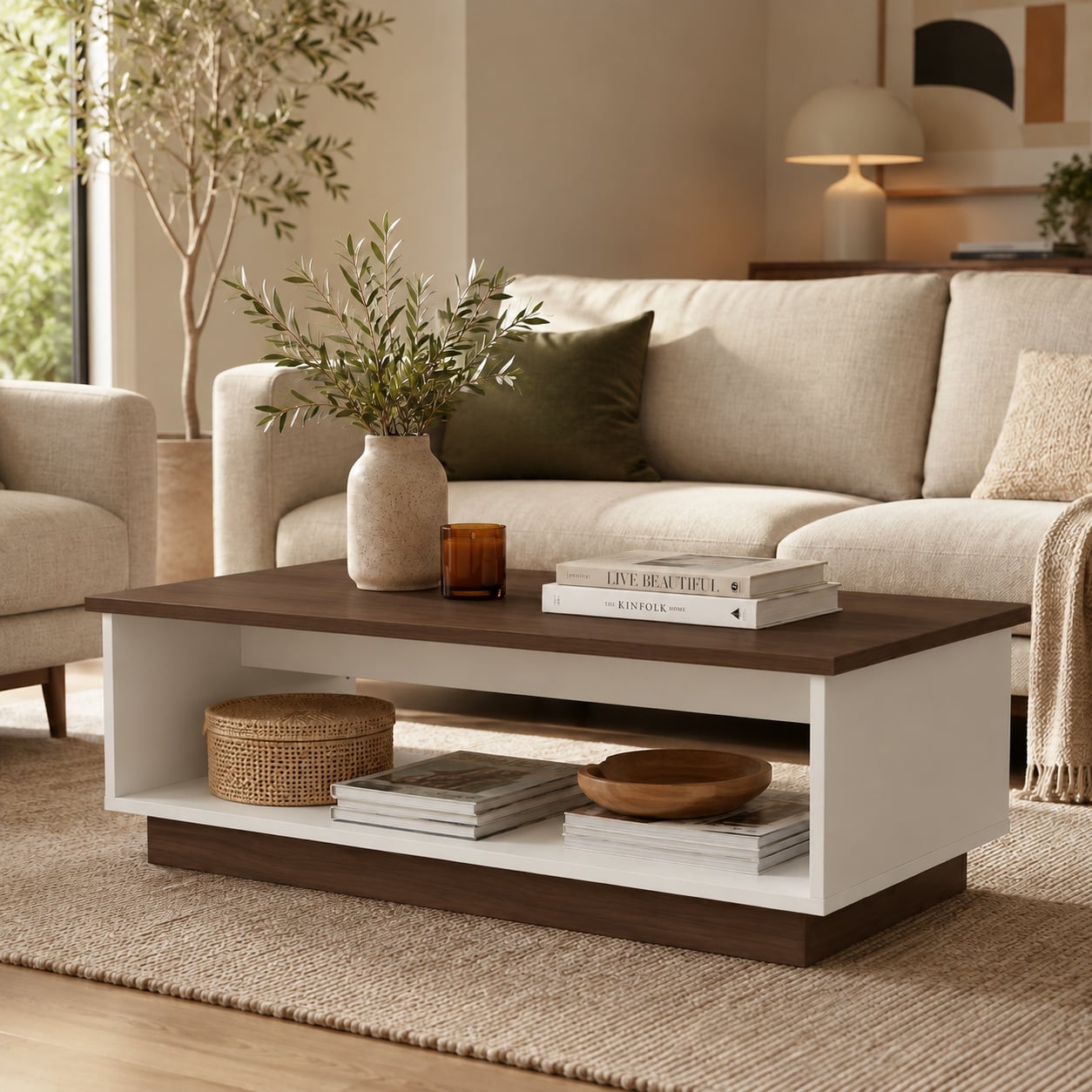 MESA DE CENTRO MINIMALISTA RECTANGULAR SIENA CARAMELO - 1