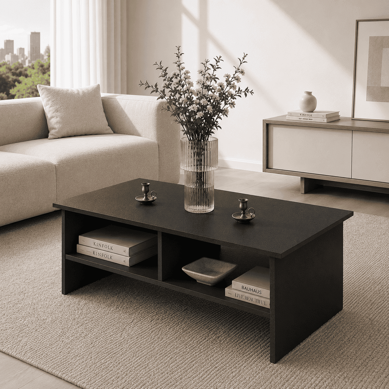 MESA DE CENTRO MELAMINA RECTANGULAR KOVA NEGRO - 1