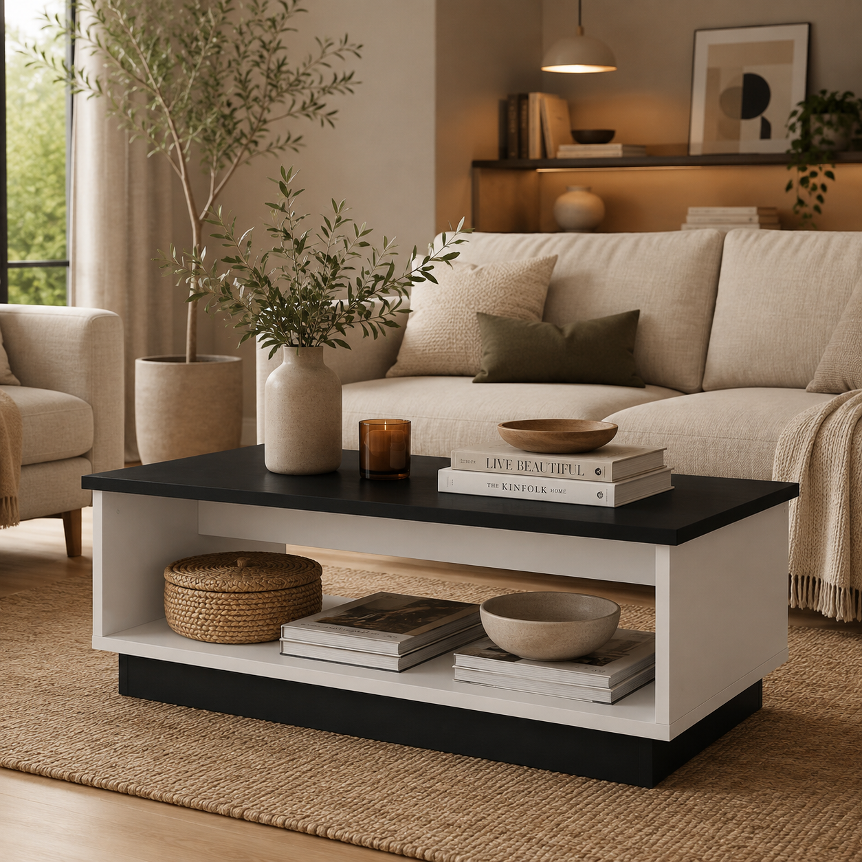 MESA DE CENTRO MINIMALISTA RECTANGULAR SIENA NEGRO - 1