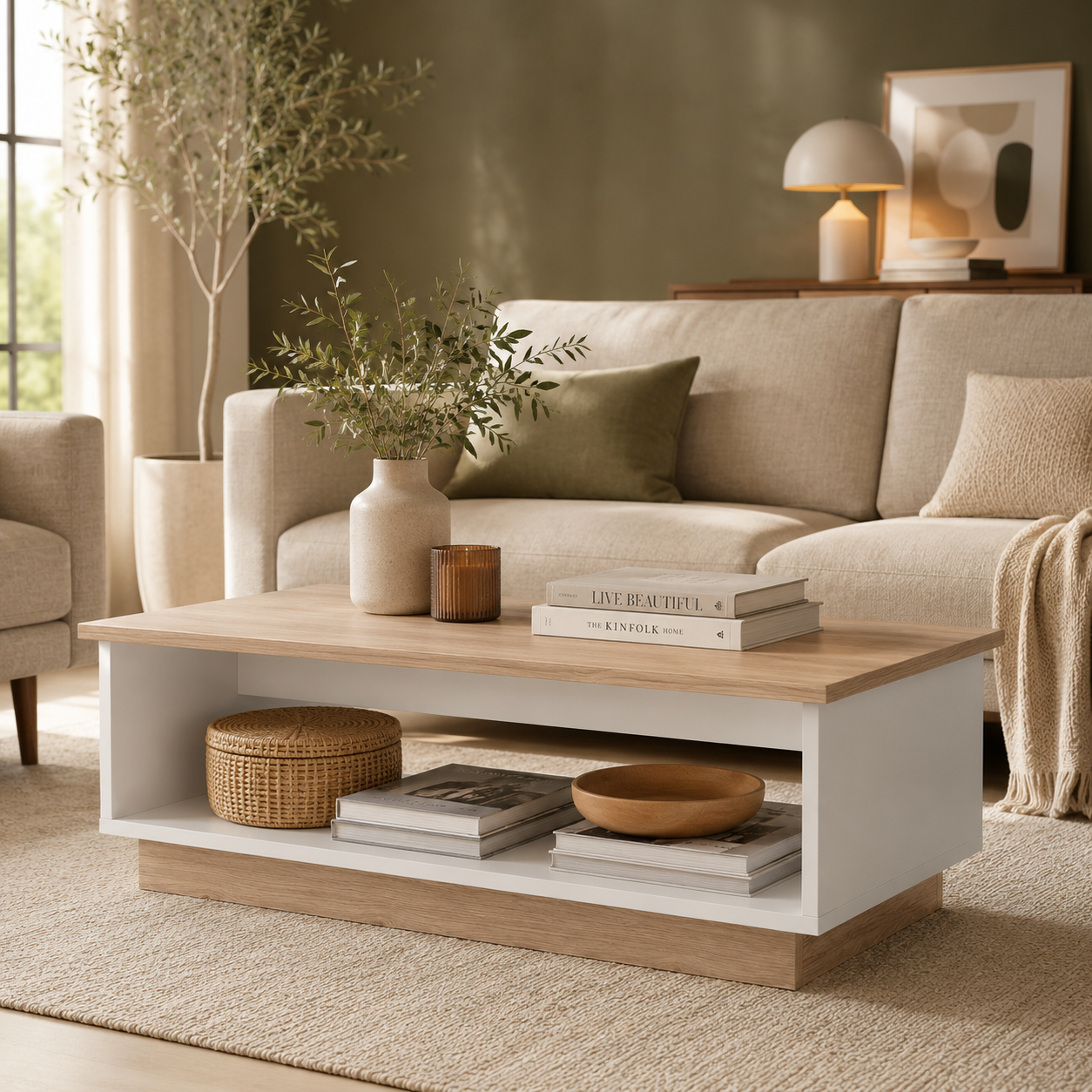 MESA DE CENTRO MINIMALISTA RECTANGULAR SIENA AMADERADO - 1