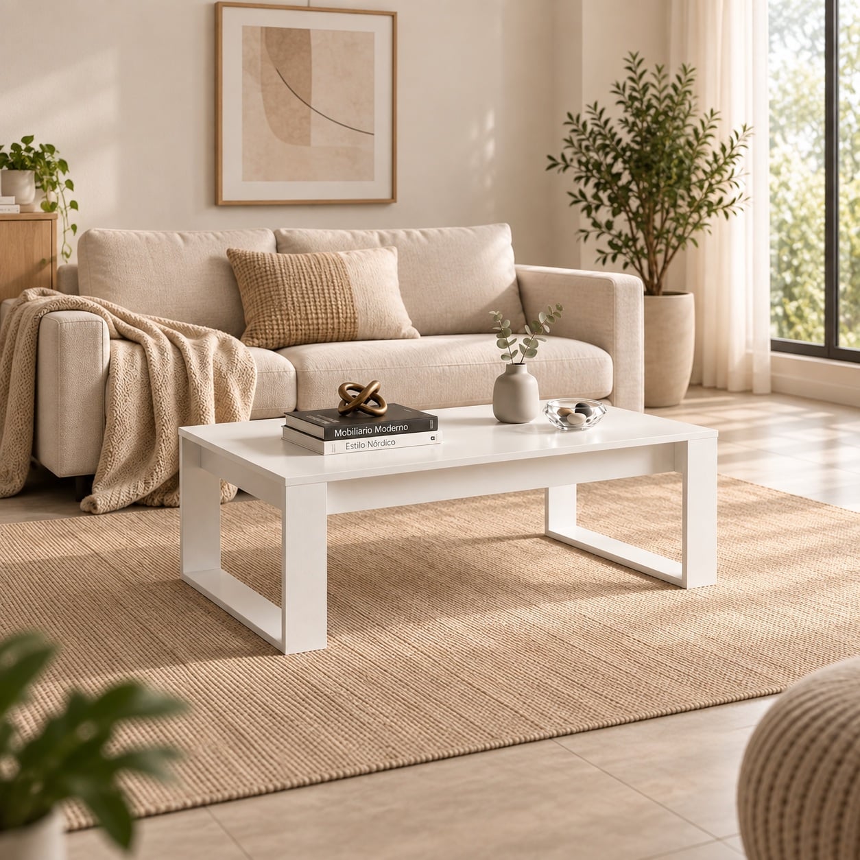 MESA DE CENTRO MODERNA CUADRADA ELIO COLOR BLANCO MUEBLEO - 1