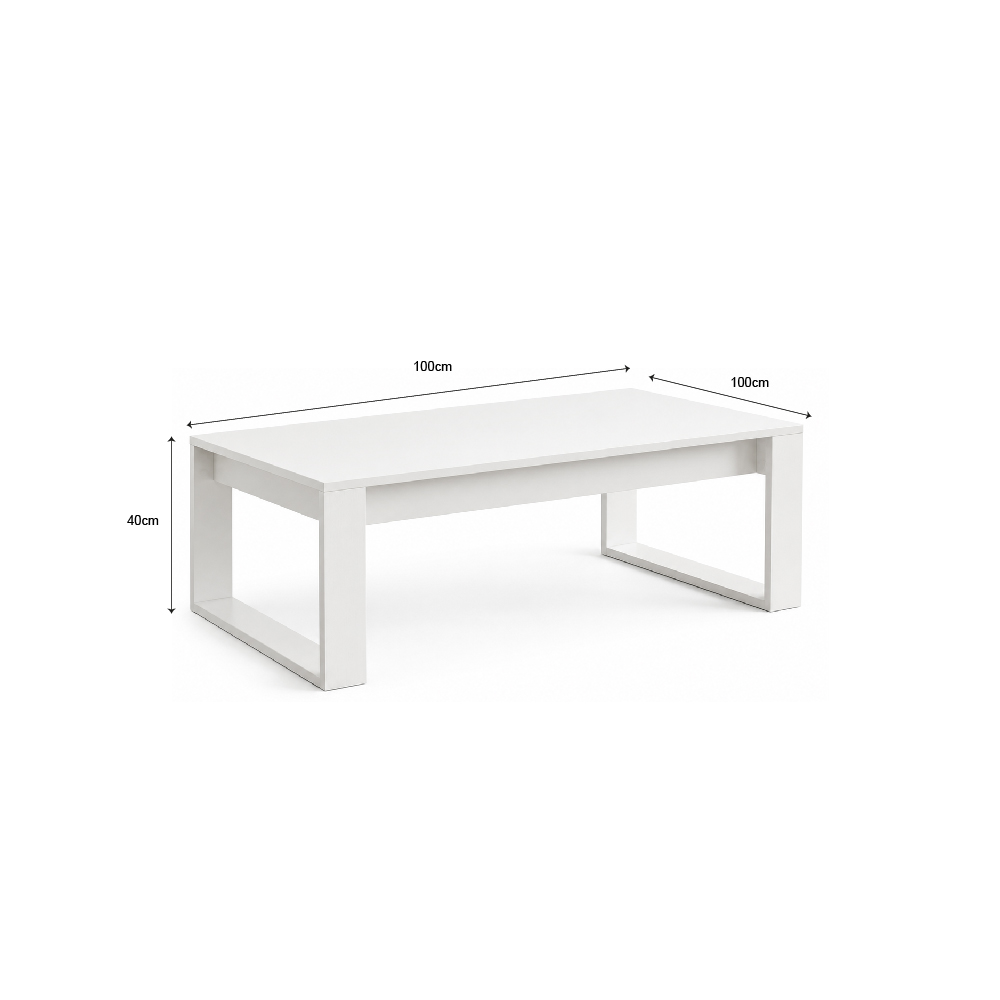 MESA DE CENTRO MODERNA CUADRADA ELIO COLOR BLANCO MUEBLEO - 2