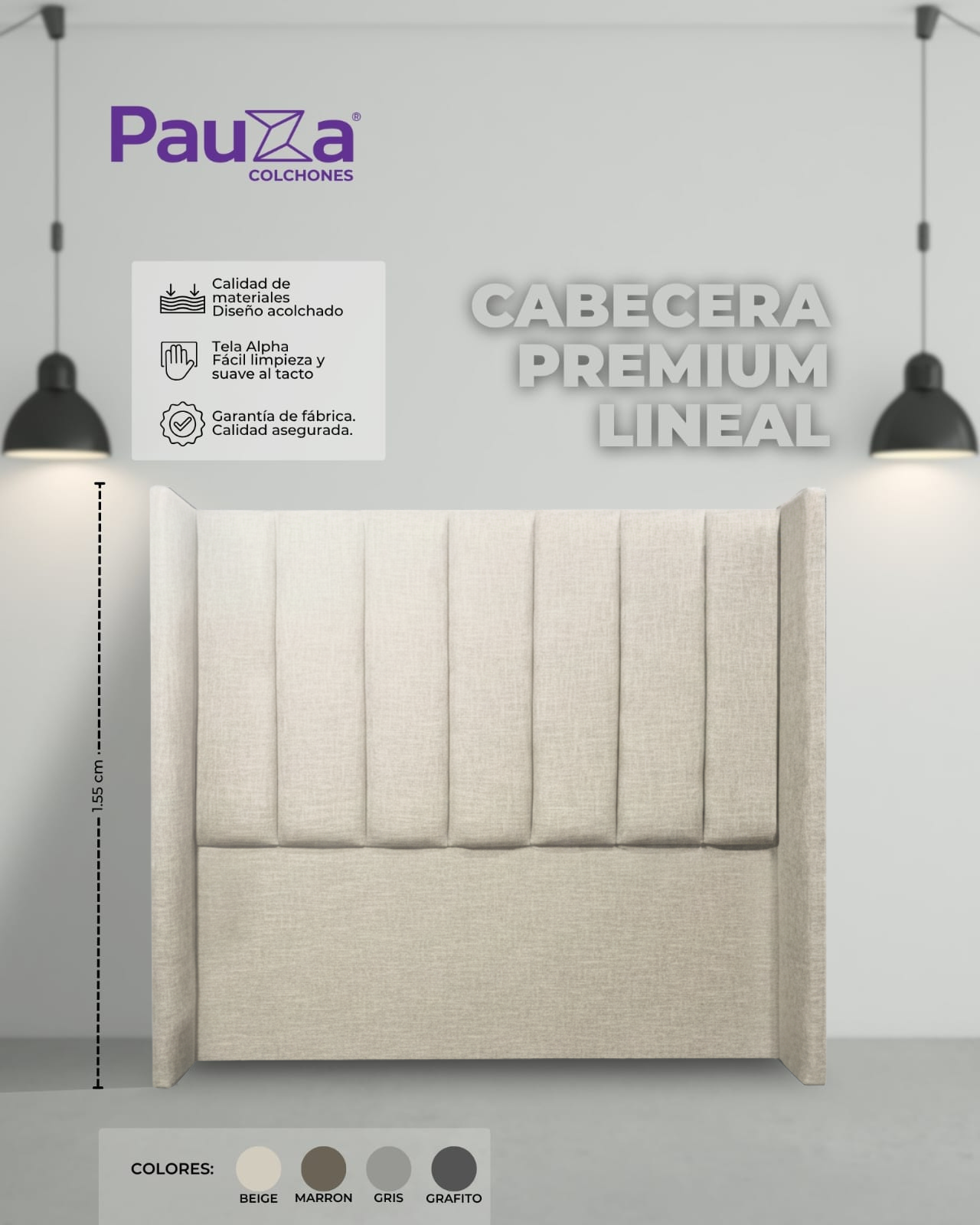 CABECERA PAUZA PREMIUM LINEAL QUEEN BEIGE - 1