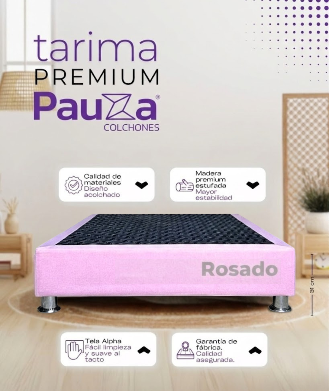 BASE BOX TARIMA PAUZA 1.5 PLZ ROSADA - 1