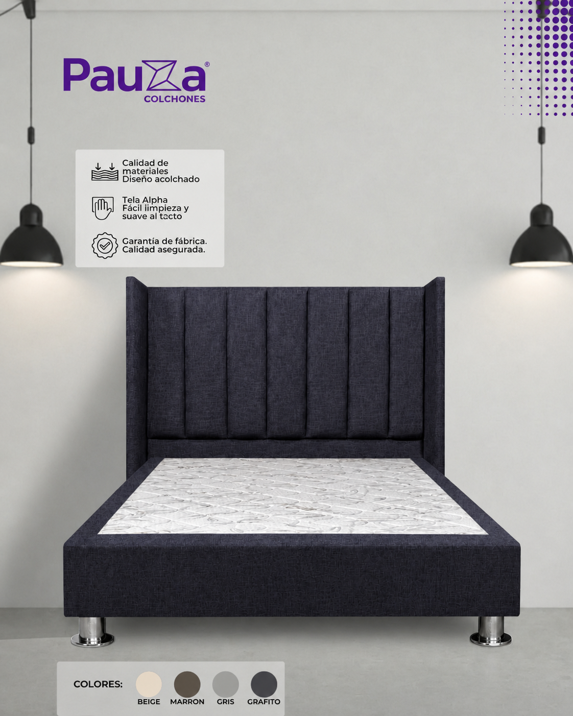 DORMITORIO PREMIUM LINEAL 1.5 PLZ GRAFITO - 1
