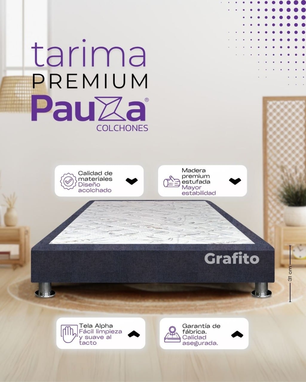 BASE BOX TARIMA PAUZA 1.5 PLZ GRAFITO - 1