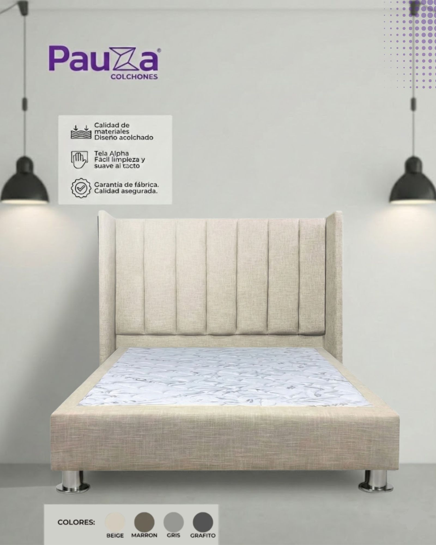 DORMITORIO PREMIUM LINEAL QUEEN BEIGE - 1