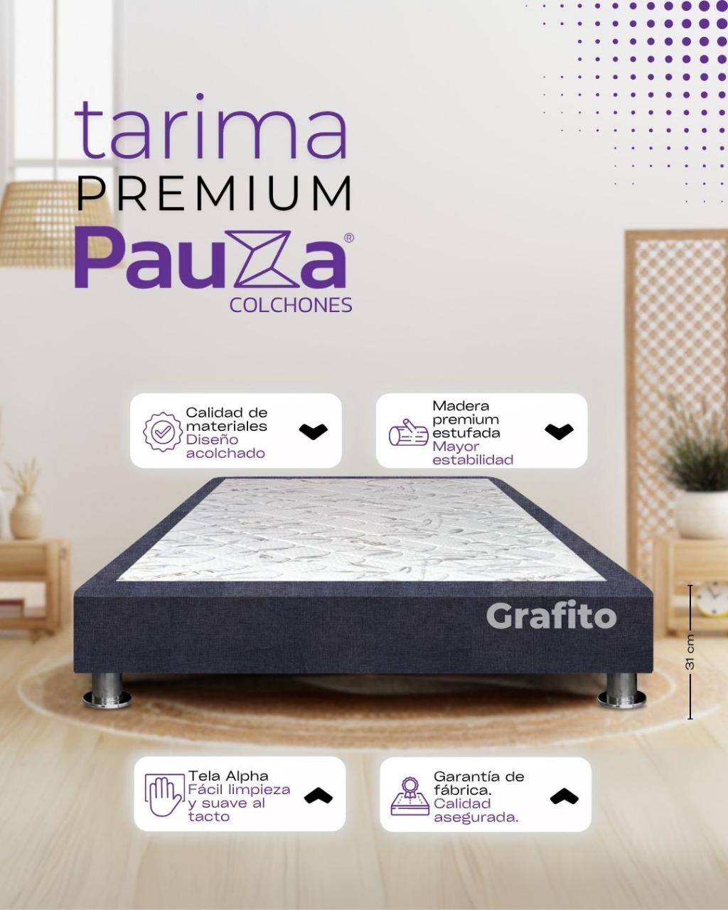 BASE BOX TARIMA PAUZA KING GRAFITO - 1