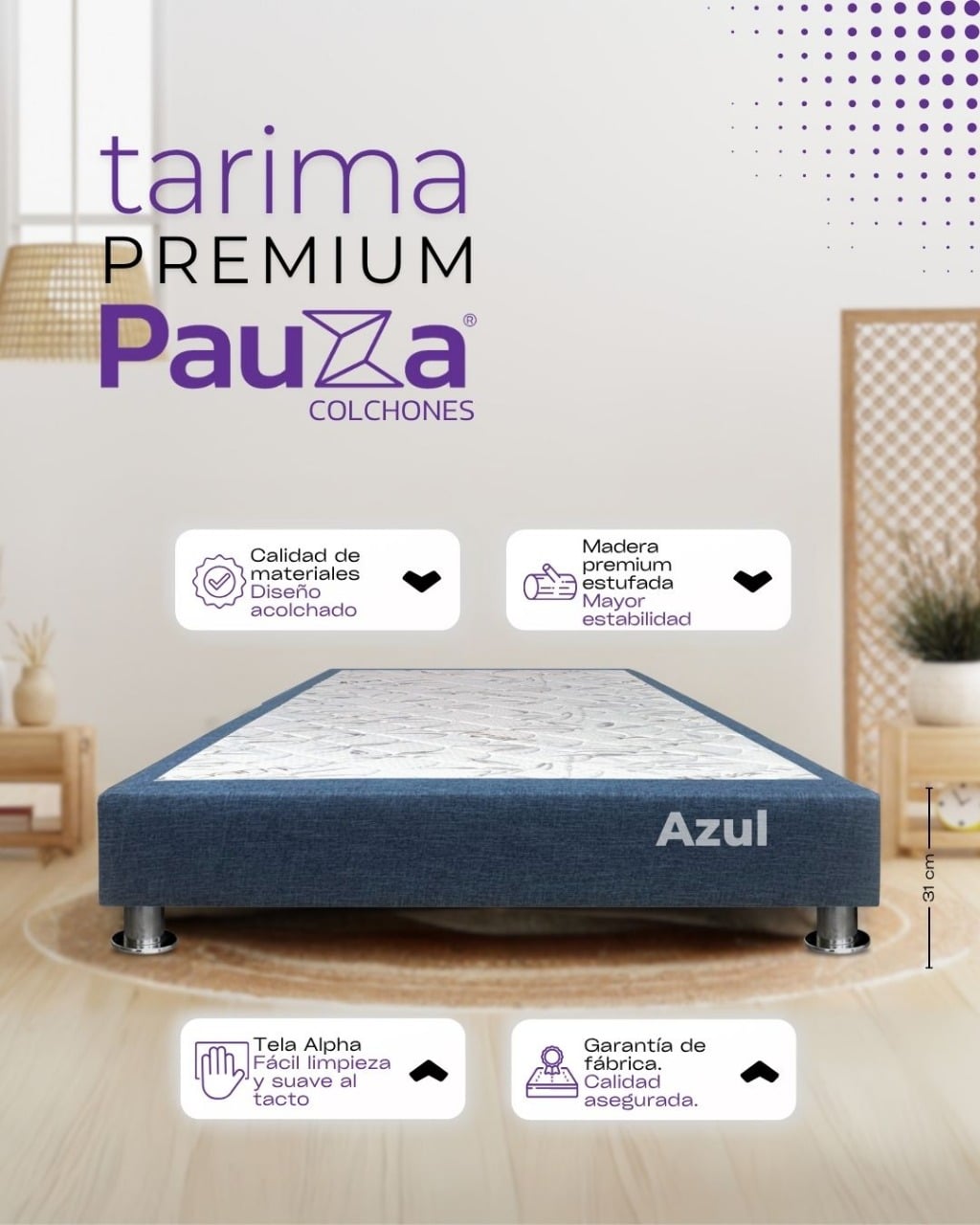 BASE BOX TARIMA PAUZA KING AZUL - 1
