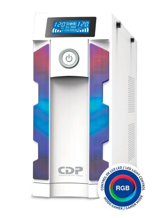 UPS CDP GAMING G-SMART1516I 1500VA / 900W / 16 SALIDAS / 8 PORT USB-A / 2 PORT USB-C WHITE (G-SMART1516I) - 1