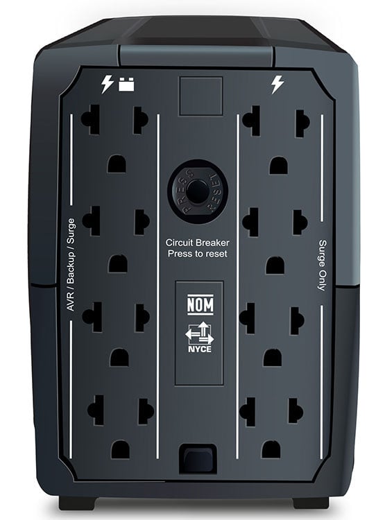 UPS CDP R-UPR1008I 1000VA/500W 8 SALIDAS / 5 PORT USB / 1 TIPO C / AUTONOMIA 40 MIN BLACK (R-UPR1008I) - 3