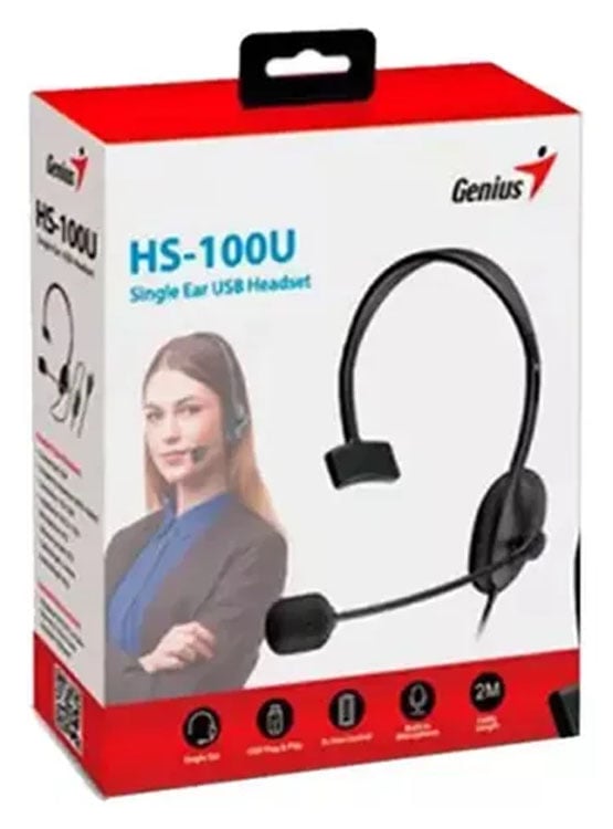 AUDIFONO C/MICROF. GENIUS HS-100U MONO USB-A BLACK (31710027400) - 2