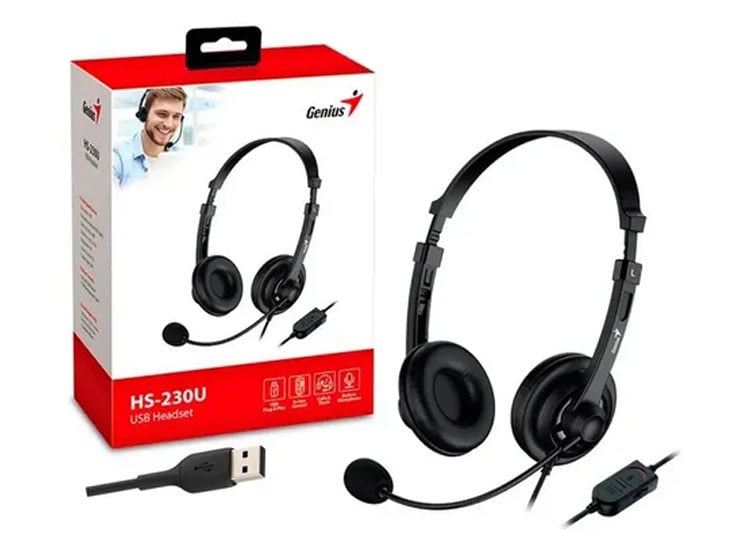 AUDIFONO C/MICROF. GENIUS HS-230U USB-A 2.4M BLACK (31710021401) - 1