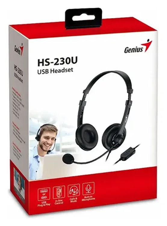 AUDIFONO C/MICROF. GENIUS HS-230U USB-A 2.4M BLACK (31710021401) - 2