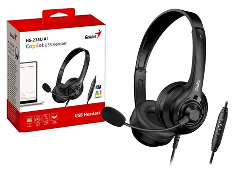 AUDIFONO C/MICROF. GENIUS HS-235U AI COPILOT 40MM USB-A BLACK (31710036400) - 1