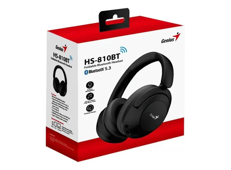 AUDIFONO C/MICROF. GENIUS HS-810BT BT/3.5MM 40MM 22H PLEGABLE BLACK (31710029400) - 2