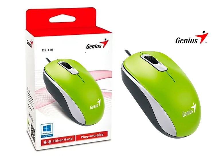 MOUSE GENIUS DX-110 USB OPTICO 1000 DPI GREEN - 1