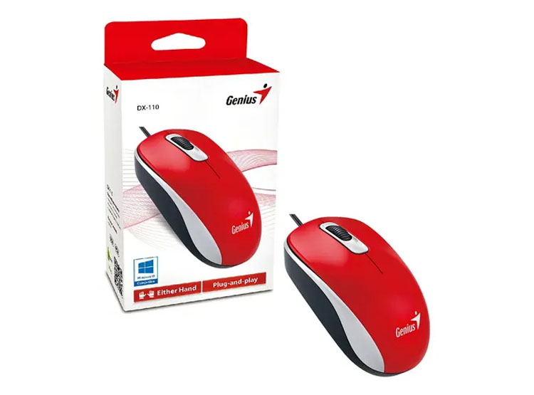 MOUSE GENIUS DX-110 USB OPTICO 1000 DPI RED (PN 31010116104) - 1