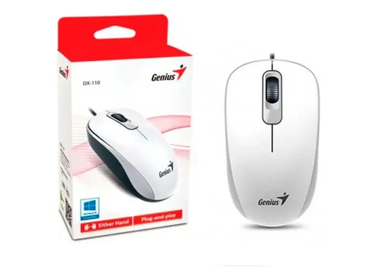 MOUSE GENIUS DX-110 USB OPTICO 1000 DPI WHITE (PN 31010116102) - 1