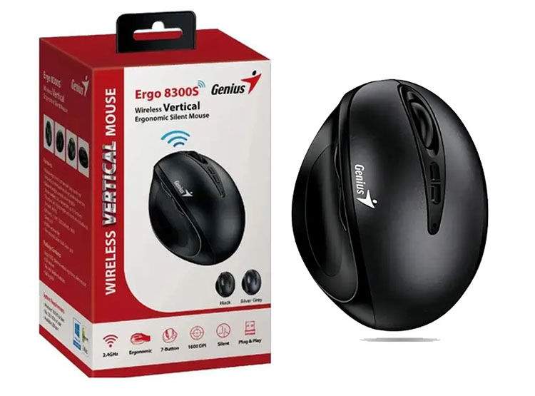 MOUSE GENIUS ERGO 8300S WIRELESS VERTICAL 7-BOT BLACK (31030037400) - 1